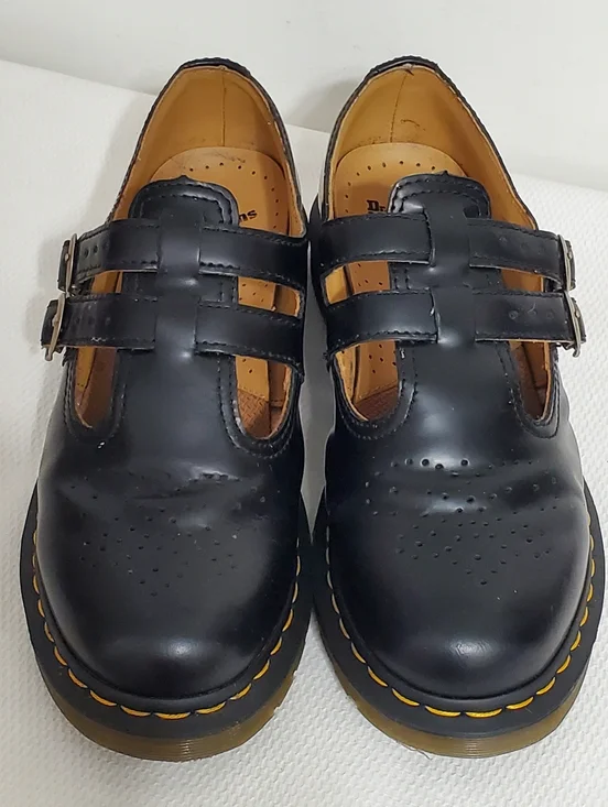 Dr. Martens Mary Jane Double Buckle 12916 Black Smooth Leather Womens 11 - Picture 1 of 9